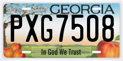 GA license plate PXG7508