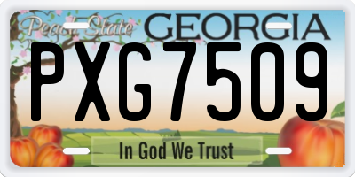 GA license plate PXG7509
