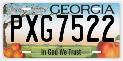 GA license plate PXG7522