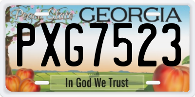 GA license plate PXG7523