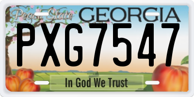 GA license plate PXG7547