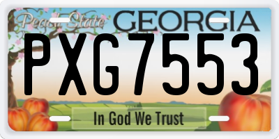 GA license plate PXG7553