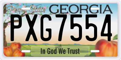 GA license plate PXG7554