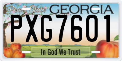 GA license plate PXG7601