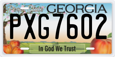 GA license plate PXG7602