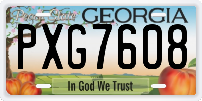 GA license plate PXG7608