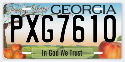 GA license plate PXG7610