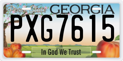 GA license plate PXG7615