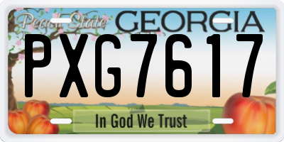 GA license plate PXG7617