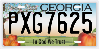 GA license plate PXG7625