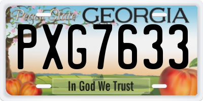 GA license plate PXG7633