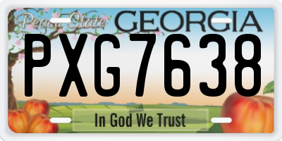 GA license plate PXG7638