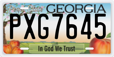 GA license plate PXG7645