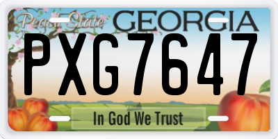 GA license plate PXG7647