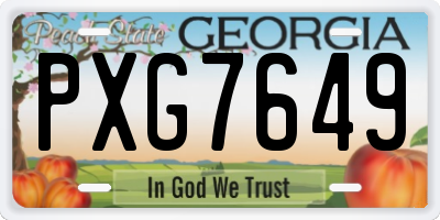 GA license plate PXG7649