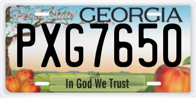 GA license plate PXG7650
