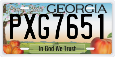 GA license plate PXG7651