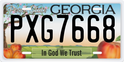 GA license plate PXG7668