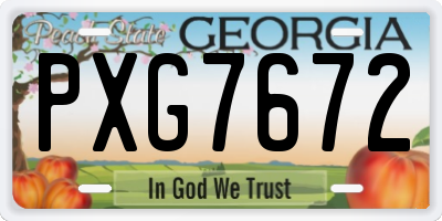 GA license plate PXG7672
