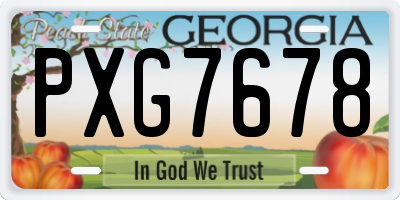 GA license plate PXG7678