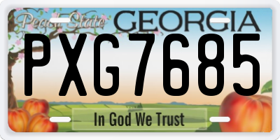 GA license plate PXG7685