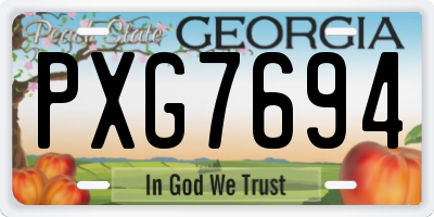 GA license plate PXG7694