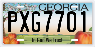 GA license plate PXG7701