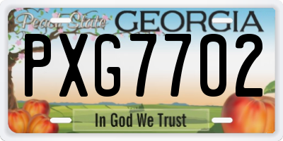GA license plate PXG7702