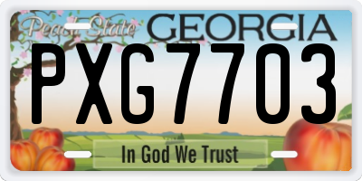 GA license plate PXG7703
