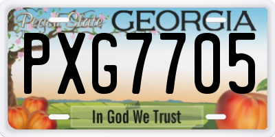 GA license plate PXG7705
