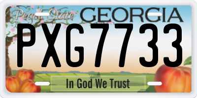 GA license plate PXG7733