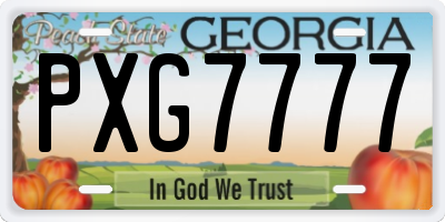GA license plate PXG7777