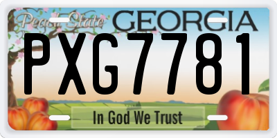 GA license plate PXG7781