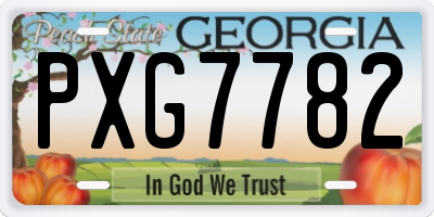 GA license plate PXG7782