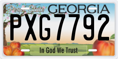 GA license plate PXG7792
