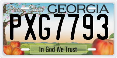 GA license plate PXG7793
