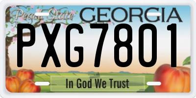 GA license plate PXG7801