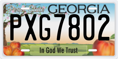 GA license plate PXG7802