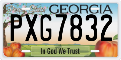GA license plate PXG7832