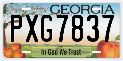 GA license plate PXG7837