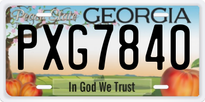 GA license plate PXG7840