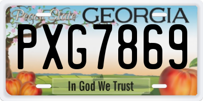 GA license plate PXG7869