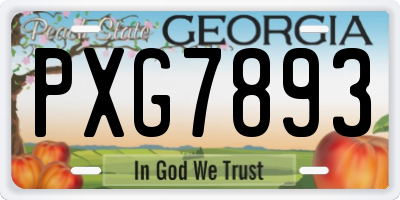GA license plate PXG7893