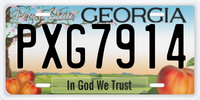 GA license plate PXG7914