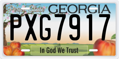 GA license plate PXG7917