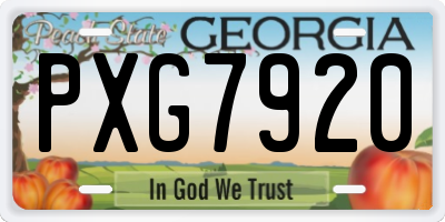 GA license plate PXG7920