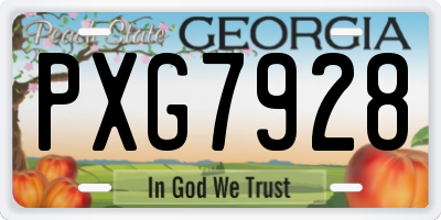 GA license plate PXG7928