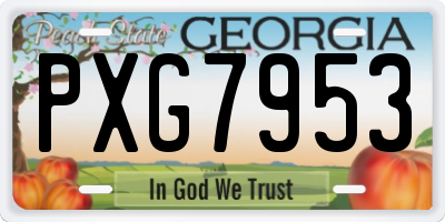 GA license plate PXG7953