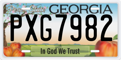 GA license plate PXG7982