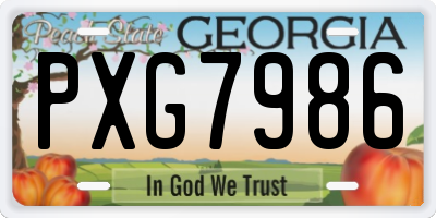 GA license plate PXG7986